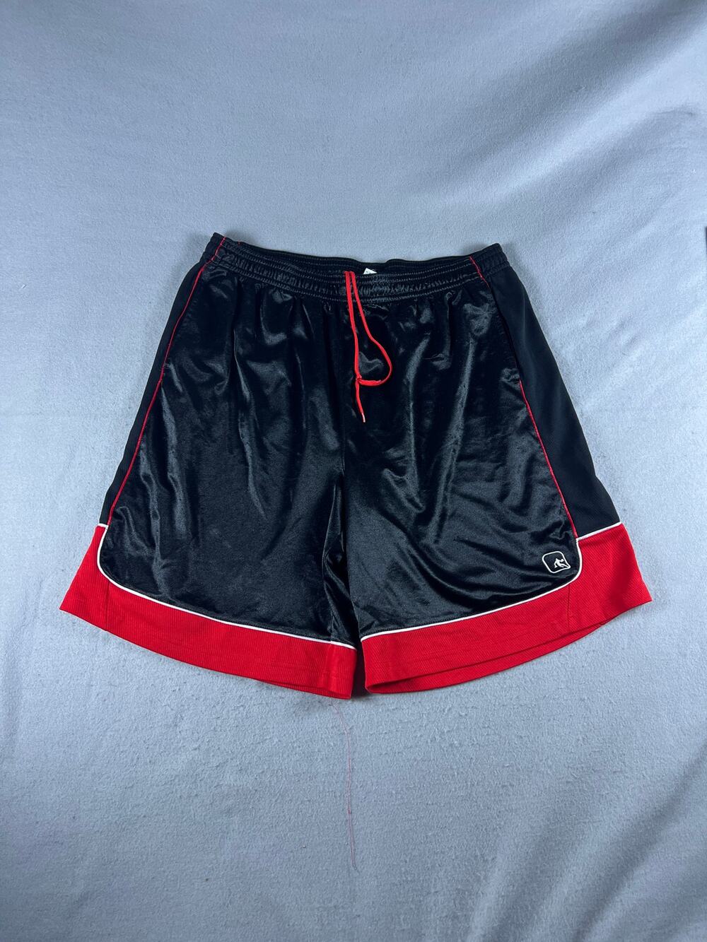 AND1 Basketball Shorts Mens 3XL Black Red Trim Shiny Dazzle Relaxed Sports Baggy